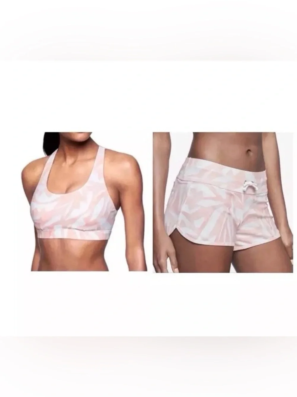 Athleta | Kata South Beach Bikini Top and Shorts Set Pink Quartz Swirl 36D/DD L